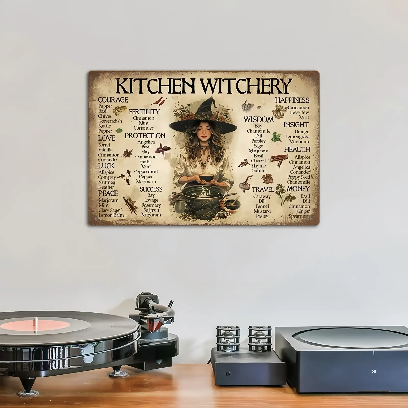 8x12 in Casual Playful Hangable Funny Kitchen Witchery Metal Sign - Decorative Witchcraft Plaque, Retro Witch Herb Potions Wall Decor, Sarcastic Wicca Pagan Tin Sign for Adult Daily Country Home Gift, Indoors