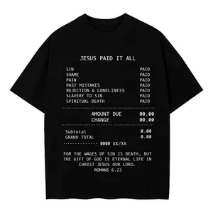 JESUS PAID IT ALL TEE - DISTRESSED LETTERING Cotton Shirt Classic Classic Menswear Top Casual Casual Tropical Tshirt Streetwear Crewneck