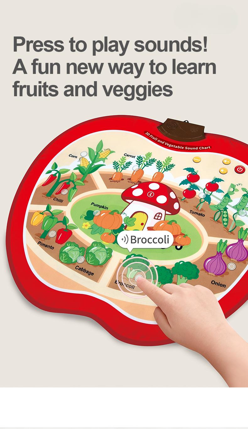 Apple Chart Interactive Fruit & Veggie Talking Poster with Cutting Playset for Toddlers