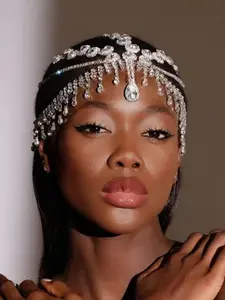 New Tassel Hair Chain High-End Sparkling Rhinestone Hat Fashion Stage Performance Accessory, Trendy Style, Perfect for Parties