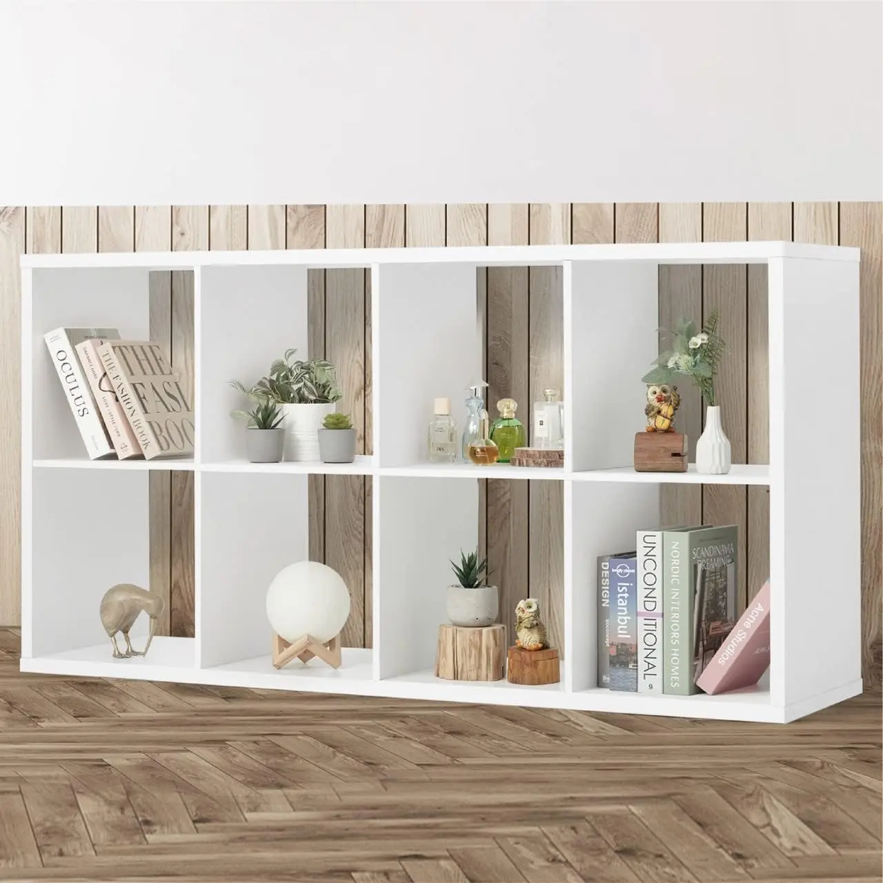 CAPHAUS 13-Inch Cube Storage Organizer Shelf, with Extra Thick Exterior Edge, Room Open Storage Shelf Divider, Bookcase, 8-Cube
