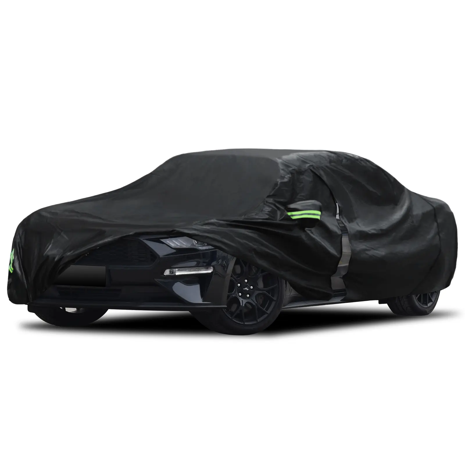 Car Cover Custom Fit for Ford Mustang 1994-2025, Waterproof Full Exterior Cover Rain Sun Protection with Door Zipper Black