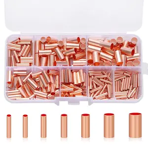 250 count Wire Ferrules Kit 7 Size Copper Crimp Connector Non Insulated Electrical  Terminal Assortment Kit