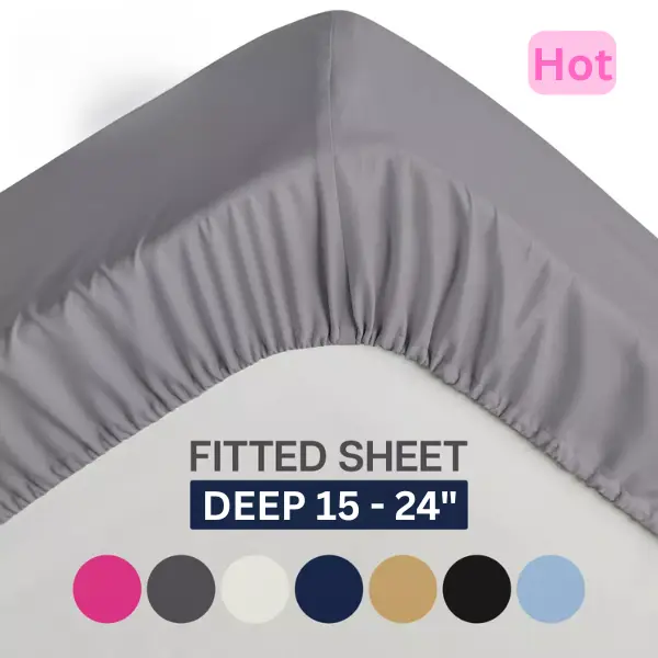 Extra Deep Pocket Queen Fitted Sheet (15-24"). Hotel luxury microfiber. Ultra-soft, wrinkle & fade resistant. Dark Grey. Shrink Fade Resistant Brushed