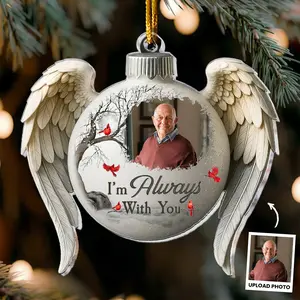 Custom Photo Memorial Acrylic Ornament, Dad Remembrance Christmas Ornament, Memorial Day Glass Ornament, Mom Loss Ornament, Loss of Father Gift