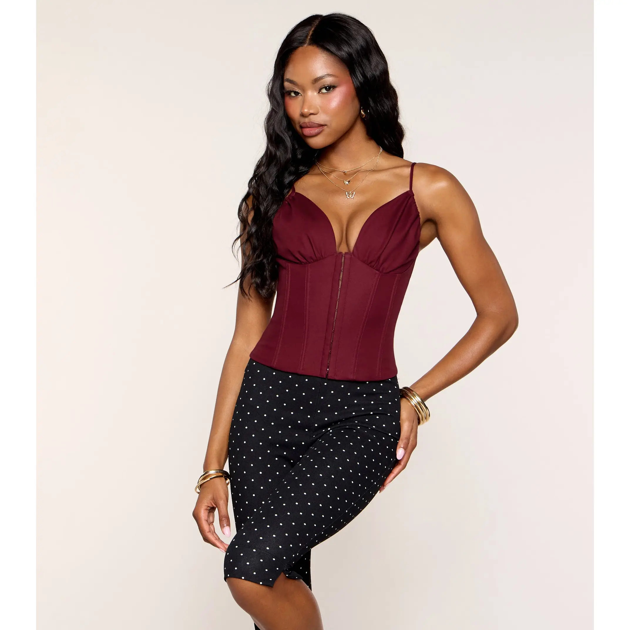 Lace Up Look Corset Crop Top