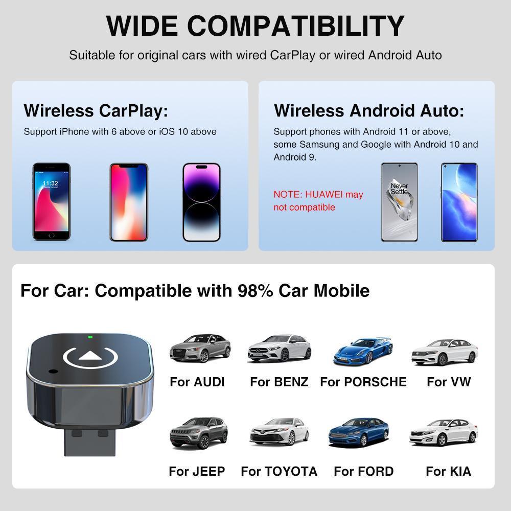2026 New Upgraded CarPlay Wireless Adapter, for iPhone/Android, Instant Connection & Hands-Free Calling Feature