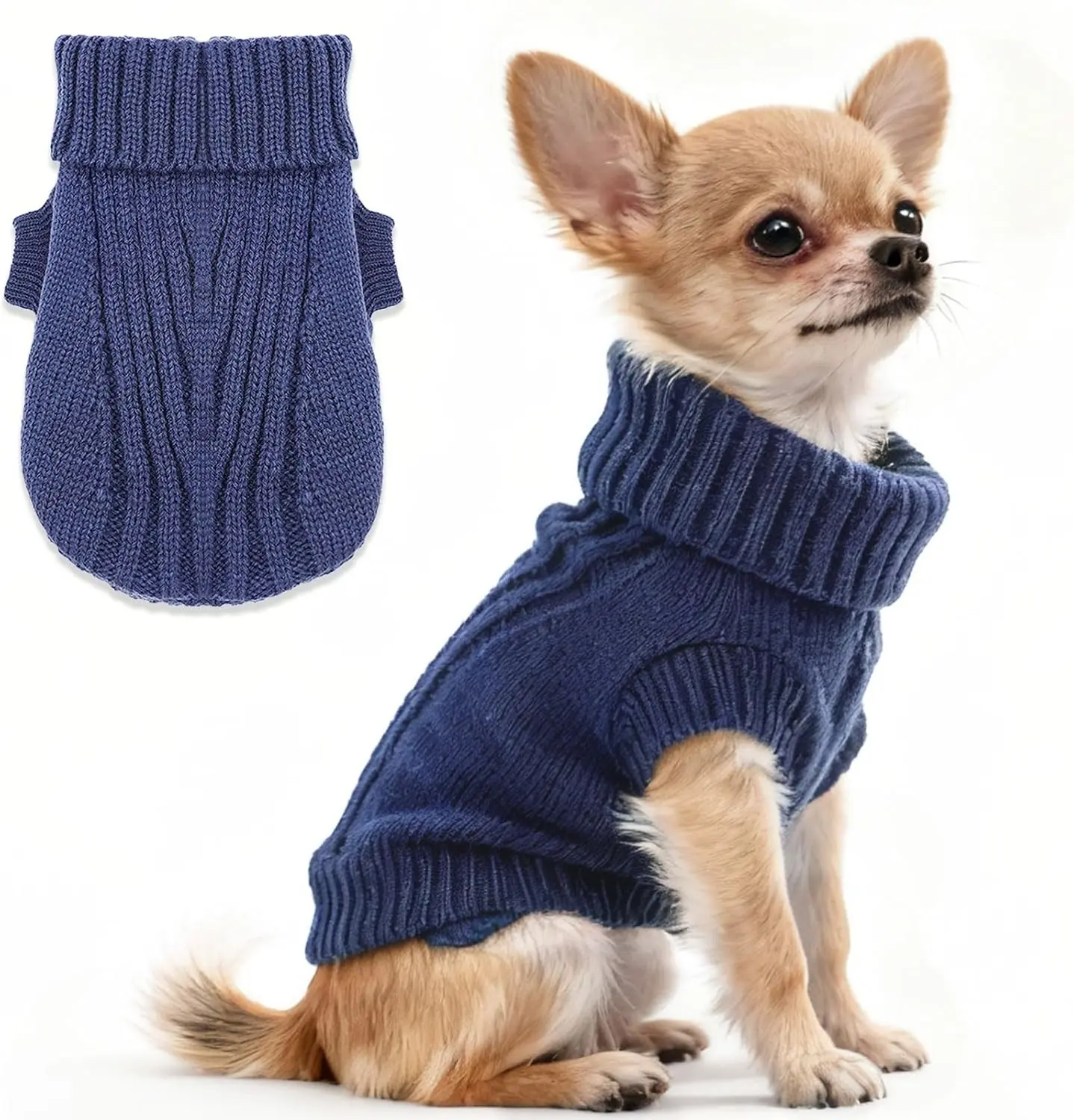 Chihuahua Sweater Dog Sweater for Small Dogs Male XXS Dog Clothes Fall Winter Knitted Sweaters Warm Puppy Clothes Turtleneck Outfit Extra Small Doggie Coat XXS (XX-Small)