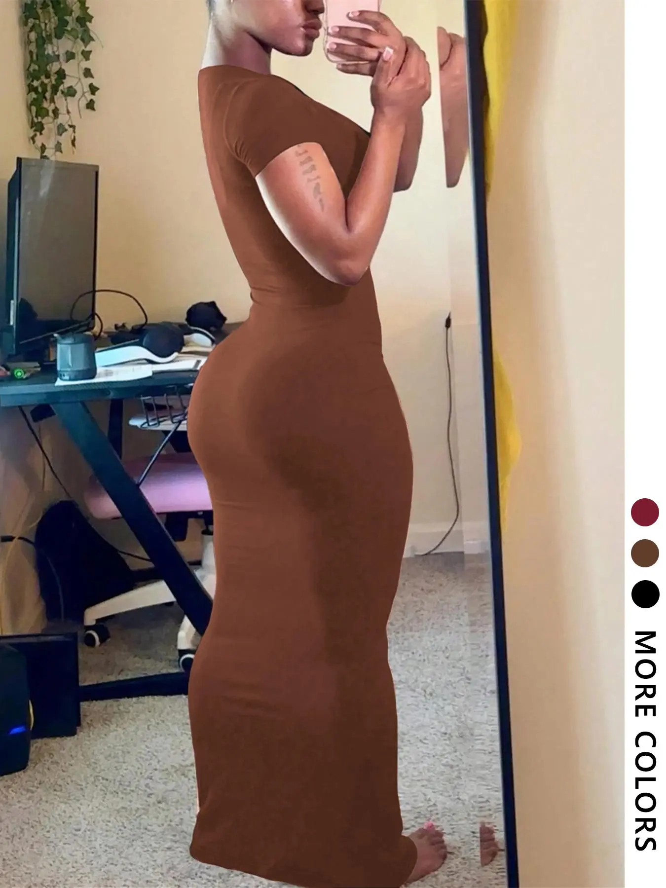 tight summer dress casual fitted dresses Hauture Women's Elegant Casual Heather Gray Soft Knit Ruched Back Cut Out Mini Dress,Fitted Summer Date Night,Daily Office,Versatile Chic Wear Large (10) Small Measurements Women's Trendy Basic Minimalist Round