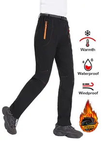 Women's Winter Fleece Lined Pants with Belt, Windproof Waterproof Warm Outdoor Hiking Camping Skiing Pants, Sporty Thick Long Leggings, Sports Pants