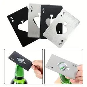 Stainless Steel Poker Shaped Bottle Opener Portable Non-slip Manual Beer Opener Ace Of Spades Cap Remover Tools Compact Design for Wine & Beer Easy Openers