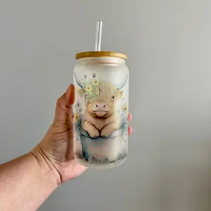 Highland cow 16 oz glass Libby Drinkware