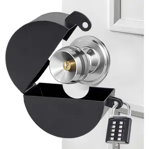 2 Pack Door Knob Lockout Device with Padlock, Temporary Door Handle Lock Cover for Dementia Patients Child Proof, Outdoor Water Faucet Lock Cover Black