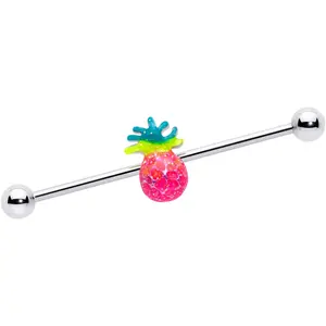 14 Gauge Hot Tropical Pineapple Industrial Barbell 38mm