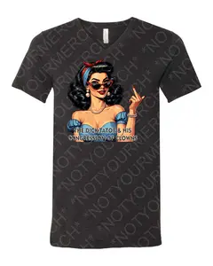 The Dic-Tator Rosie V-Neck T-Shirt - Bold Statement Shirt with Middle Finger & Congress of Clowns Comfort Cotton