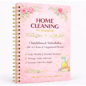 Home Cleaning Planner & Checklist Book for Women Adults – Daily Weekly Monthly Cleaning Schedule Housekeeping Organizer with Cleaning Lists Spiral Bound Cleaning Book Planner