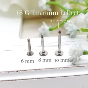 16G Externally Threaded Titanium Labret stem Post Bar