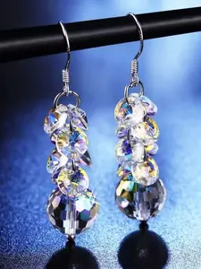Fashionable Sparkling Austrian Crystal Bead Dangle Statement Earrings, Perfect for Daily Wear, Parties, Weddings, Gifts