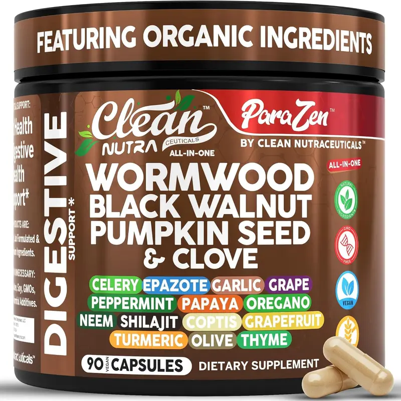 Clean Nutra Wormwood, Black Walnut, Clove & Pumpkin Seed for for Organic Gut Health - ParaZen