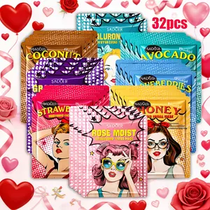 Ultimate Moisturizing Face Mask Set 32pcs  in Fruit Extracts Rose Honey Strawberry Scents Perfect Valentine's Day Gift