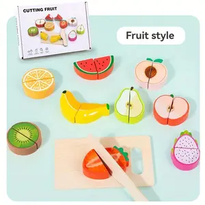 Wooden Simulation Play Kitchen Cutting Set Toy, Realistic Fruit Seafood Food Design, Enhances Motor Skills and Social Abilities, Object Recognition, Role Play, Perfect Birthday Gift for Boys and Girls, Suitable for Christmas, Easter, Halloween, Wooden Toy