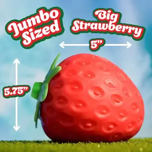 Toymendous Squeeze Strawberry - Extra Large 5" Rare Squishy Stress Ball for Adults & Kids 3+ - Fruity Fidget Toy for Stress Relief & Sensory Play - Safe & Durable Non-Toxic Material
