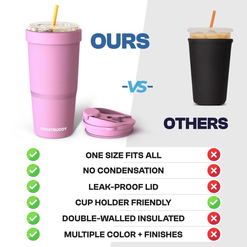 To-Go Buddy - Universal Cup Insulator for to-go cups - Keeps Drinks Hot Cold 12+ Hours - Vacuum Insulated Tumbler