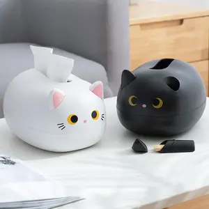 Cute Kawaii Cat Paper Towel Holder, Kitchen Napkin Storage Box, Toilet Paper Roll Dispenser, Desktop Hygiene Stand, Home Decor