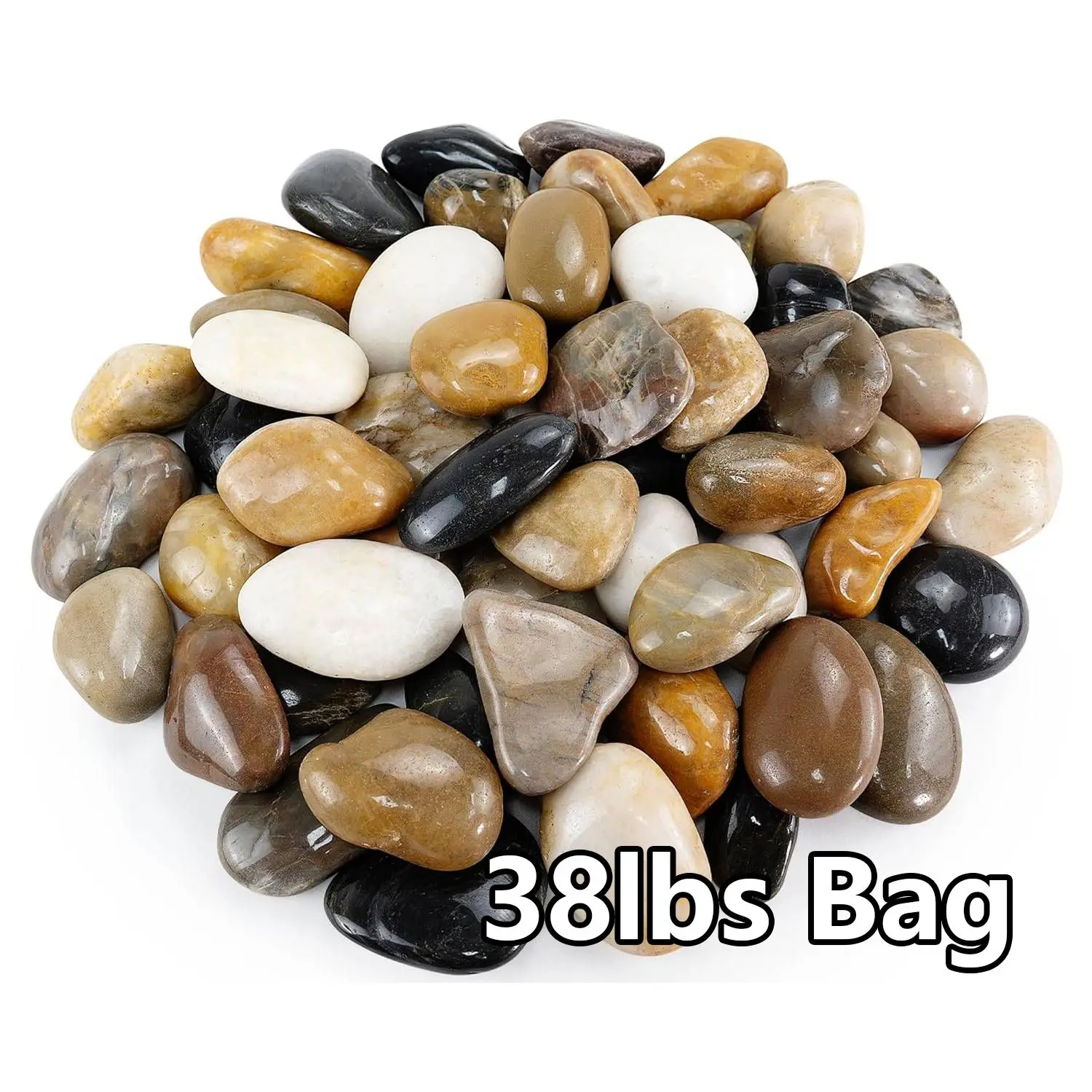 38lbs Mixed Color Pebbles for Plants, 2-3 Inch High Polished Natural Large River Rocks for Landscaping, Decorative Stones Vase Filler Fish Tank Aquariums Garden Outdoor and Indoor DIY