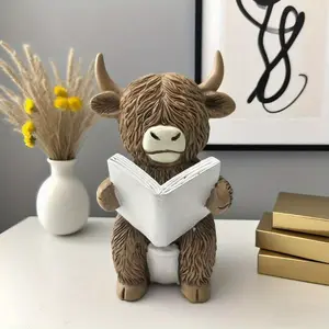 Creative Heights Cow Home Statue Decorative Piece - A unique bathroom toilet-shaped design for home decoration art. Suitable for decorating office desks, home tables, for reading purposes. An exquisite craft. Ideal for giving as a gift to friends or decor