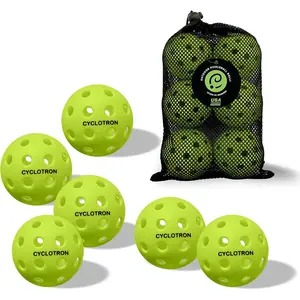 cyclotron 6-Pack Premium Pickleball Balls - USAP Approved, 40 Holes Outdoor/Indoor Pickle Balls with Bag, Perfectly Balanced, High Bounce True Flight, Pickle Ball for Tournament Play