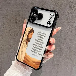 Stylish Divine Encouragement Case, Four Corners Air Cushion Shockproof Silicone Cover for iPhone 17 Pro Max/16/15 Plus/Air/14/13/12/11/E