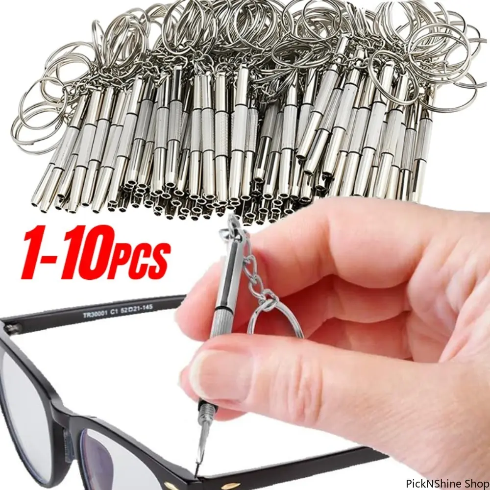 Steel Precision Screwdriver Keychain Set, Portable Mini Multifunctional Tool for Unisex Eyeglass & Watch Repair, Mini Handle