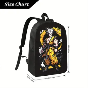 A Strong Warrior with Spiky Hair And Yellow Dragon Behind Him Reinforced Stitching at Stress Points for Enhanced Durability.