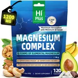 HiPlus Magnesium Complex 10 Essential Magnesium Supplement 1200mg 120 Capsules