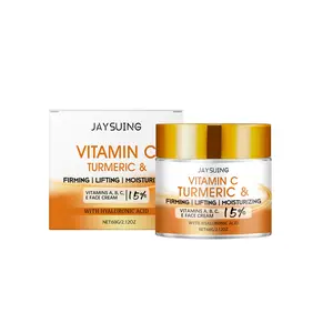Vitamin C Turmeric Face Cream With Hyaluronic Acid And Ascorbic Acid, Firming Lifting Moisturizing, 15% Vitamins A B C E, For Lifting Hydrating Day-Night Anti-Aging Cream For Normal, Dry, Oily & Combination Skin  2.12oz
