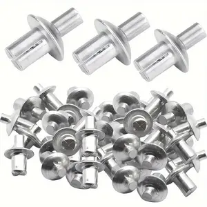 Springtok100pcs Aluminum Alloy Push-In Rivets - Premium Polished, Strong Hold Hammer-in Rivet Assortment, Durable & Corrosion-Resistant Hardware Heavy Duty Industrial Parts Circular