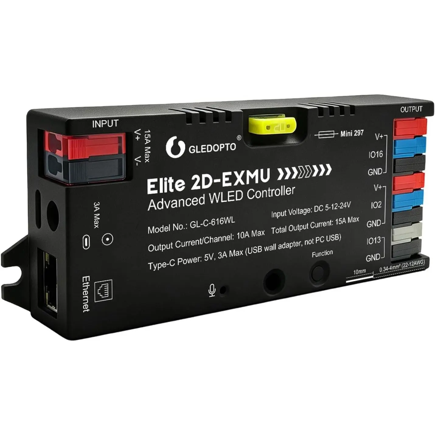 Elite ESP32 WLED LED Controller with Ethernet Music Sound Reactive UART Energy Save Relay 20A Pluggable Fuse DIY Dynamic for WS2811 WS2812 SK6812 WS2815 Digital Addressable RGB IC Strip Light