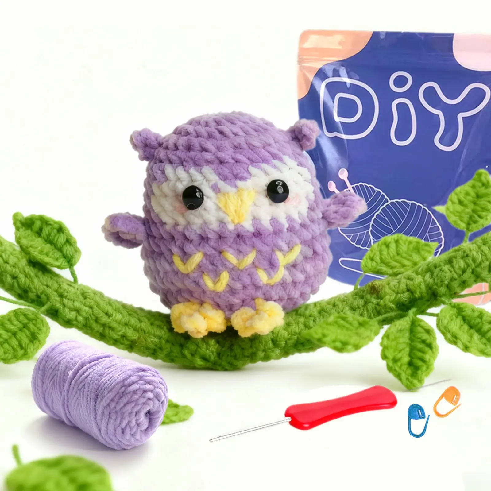 1pc Yamaxin Owl Beginner Crochet Kit, DIY Knitting Material Pack, Includes Teaching Video, Random Accessory Colors