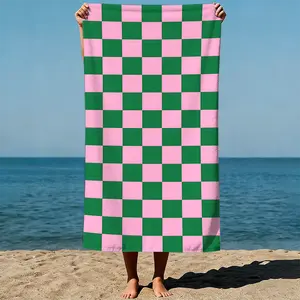 Stripes with floral vines and bows, delicate pastel hues, soft watercolor art style. Sand-Free Beach Towel | Ultra-Light Microfiber | Quick-Dry, Compact for Travel