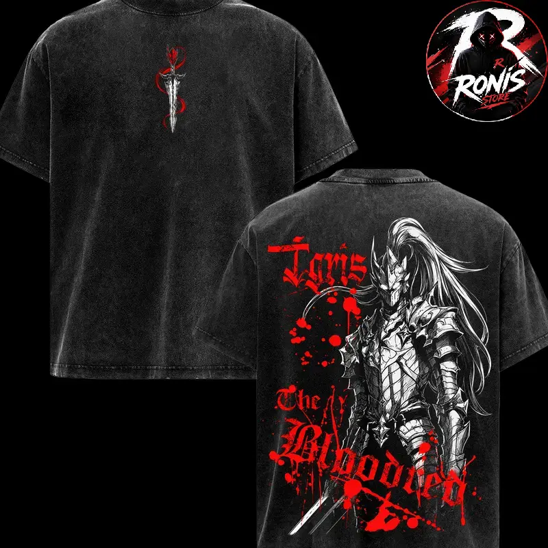 Solo Leveling Igris Vintage Washed Shirt, Double Sided Shadow Knight Anime Tee, Soft Cotton Oversized Menswear Top