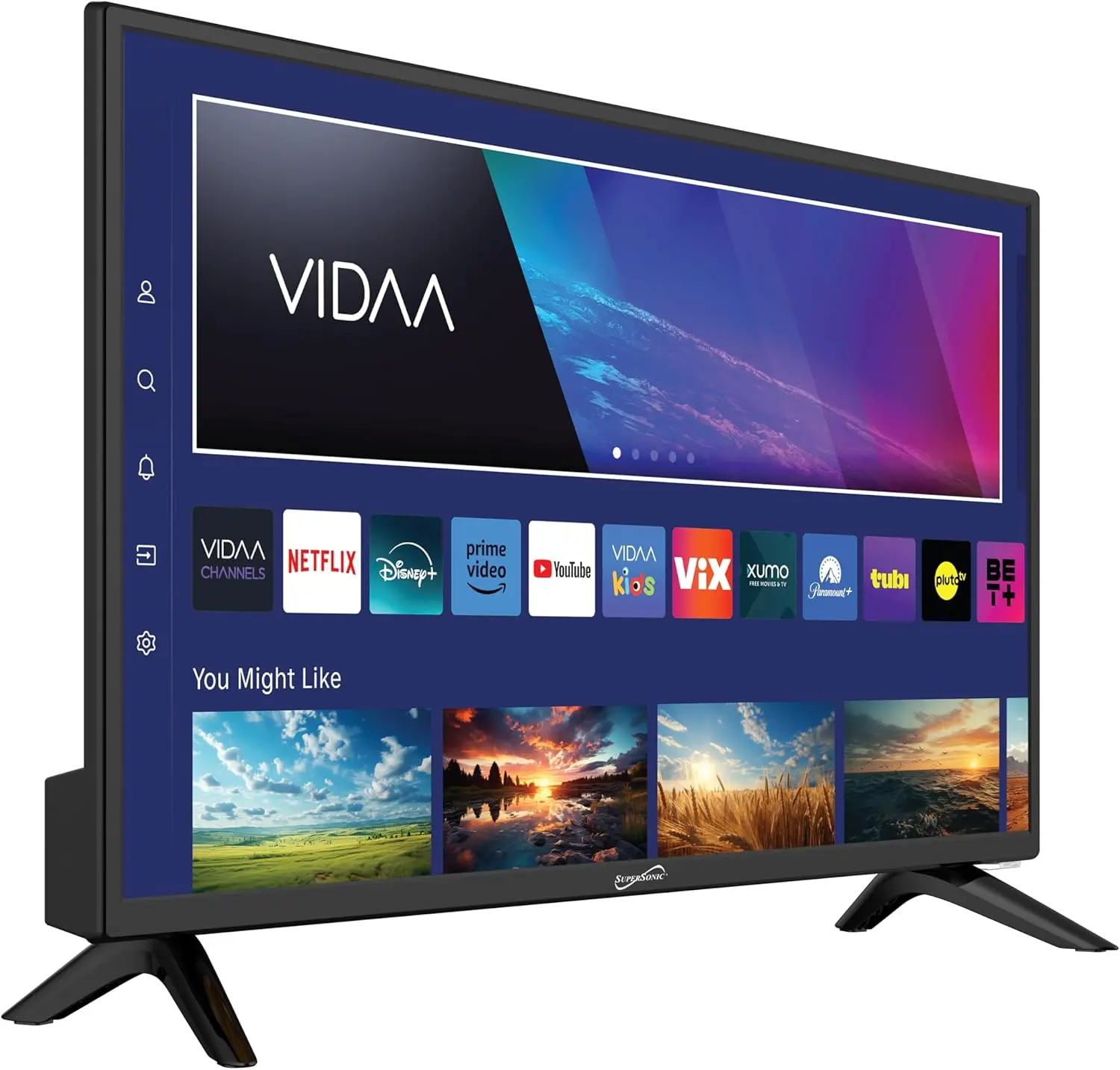 Supersonic SC-2420VTV 24-inch Smart AC/DC LED TV with VIDAA, 1080p Resolution, WiFi, Built-in Speakers, USB Port, 3X HDMI ARC Ports, Crisp Visuals, Energy Efficiency, Smart TV Compatible