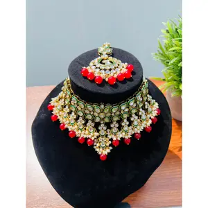Aisha Kundan Choker Set (Includes Earrings & Tikka)