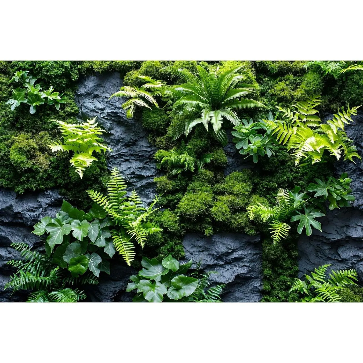 Rock Wall Reptile Habitat Background Greenery-Infused Room Vertical Moss Wall Terrarium Background Nature's Embrace Tropical Green Plants Fish Tank Background Moss Wall Aquarium Background 48x20in