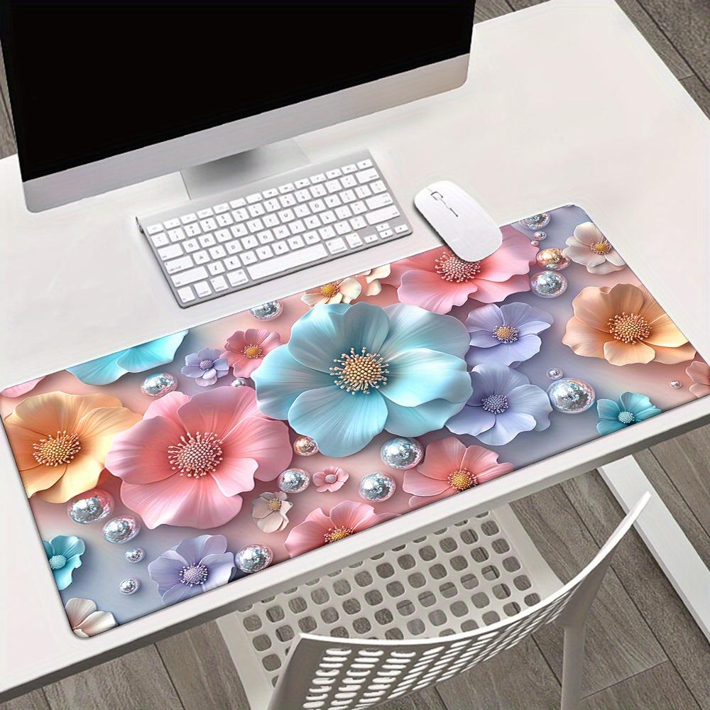 1pc 3D Flower Pattern HD Printed Pad for Desk, Multi Functional XXL Mousepad, Keyboard Gaming Mouse Mats, Office Computer PC Gamer Desk Mat.Gifts for Family Friends