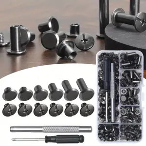 Set of 110pcs Screws Leather Rivets Assorted Screw Rivets Binding Screws for Decorate and Repair Leather Craft Belt Bag Shoes Purse Bookbinding