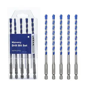 5 Pack 1/5 inch (5.5mm) Concrete Drill Bit Set,Masonry Concrete Drill Bit Set with Hex Shank,Carbide Tip Drill Bits for Concrete, Tile,Brick, Plastic, Cement (1/5"(5 Pcs))