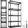 VEVOR Freestanding Metal Adjustable Garage Shelf - 5-Layer Organizer Storage Unit, 36" L x 16" W x 72" H Black Powder Coating, 400lb/Shelf 2000lbs Total Capacity, 16 Rubber Foot Pads, Slide-Clip Adjust, Easy Setup Splitable for Garage, Kitchen Pantry