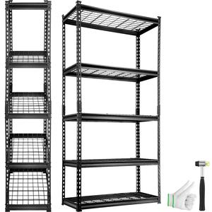 【Father's Day Gift】VEVOR Freestanding Steel Storage Shelving Unit, 5-Tier Adjustable Heavy Duty Tiers, 2000 lbs Capacity Wire Rack, 36" L x 16" W x 72" H Black Organizer for Garage Organization, Kitchen Pantry