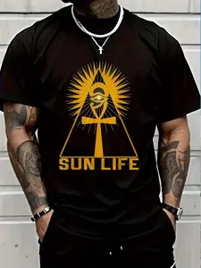 100% Cotton ANCIENT EGYPTIAN KEMETIC ANKH PYRAMID SUN LIFE T-Shirt Women's Men's Graphic Tee Crew Neck summer vacation Tops